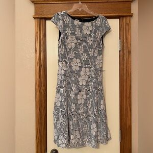 Anne Klein Womens Black & White Floral Print Dress Fit & Flare Sz 6 No Belt